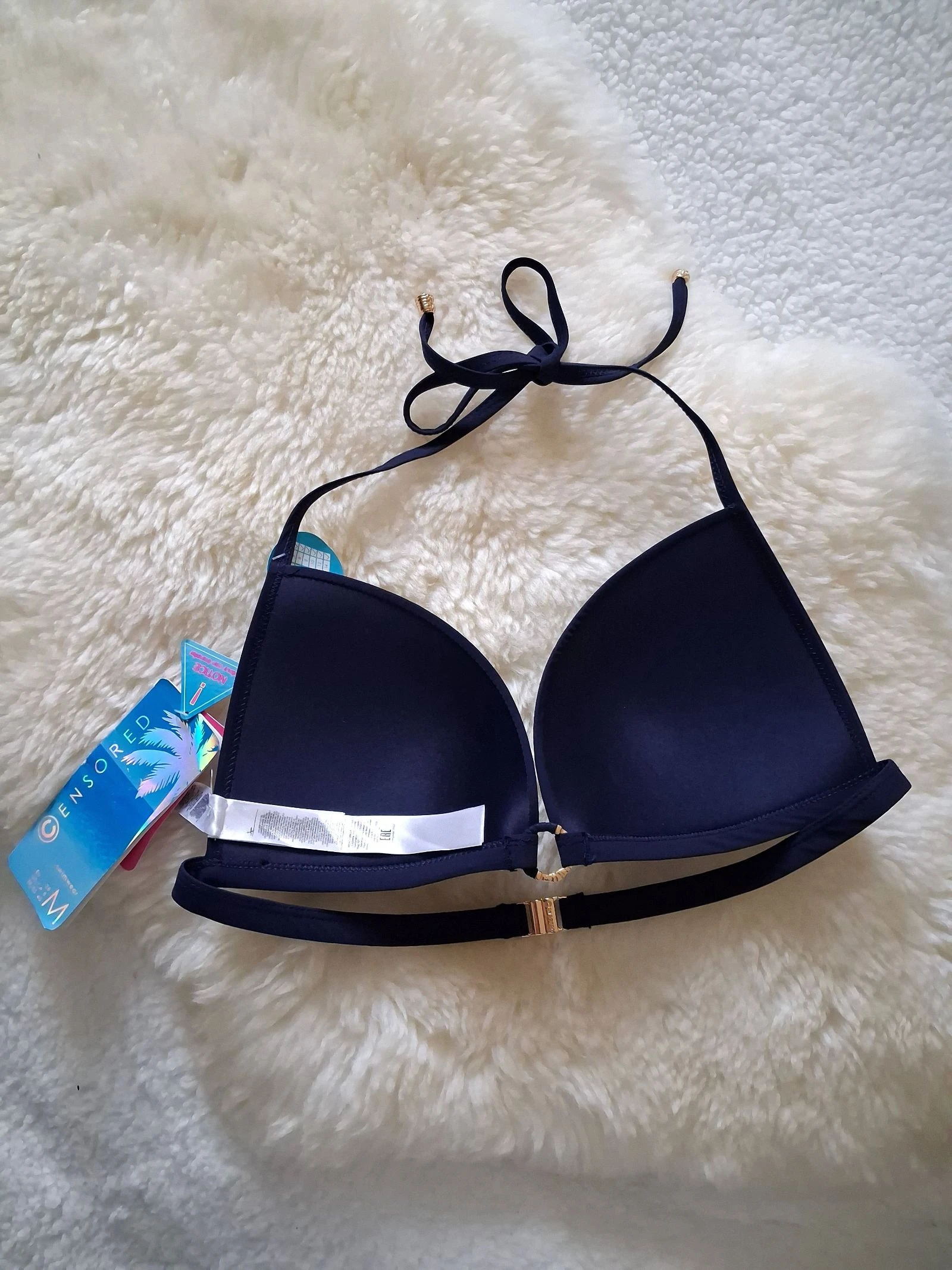 Lindo top de biquíni azul marinho tamanho 38 – photo 3